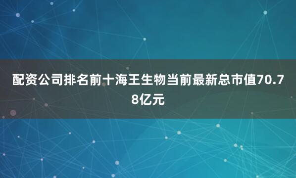 配资公司排名前十海王生物当前最新总市值70.78亿元